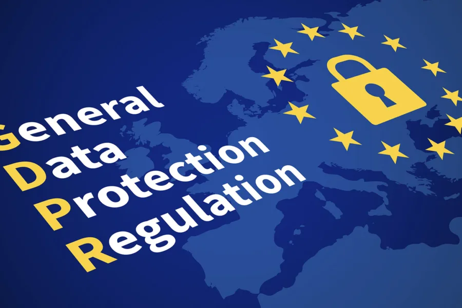 General Data Protection Regulation graphic with a lock surrounded by stars