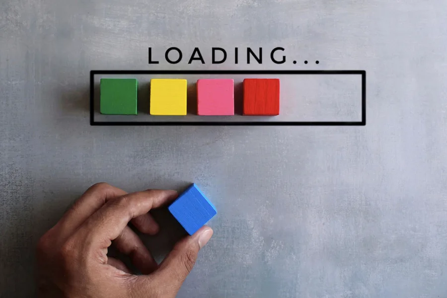 colorful blocks lined up below the word LOADING
