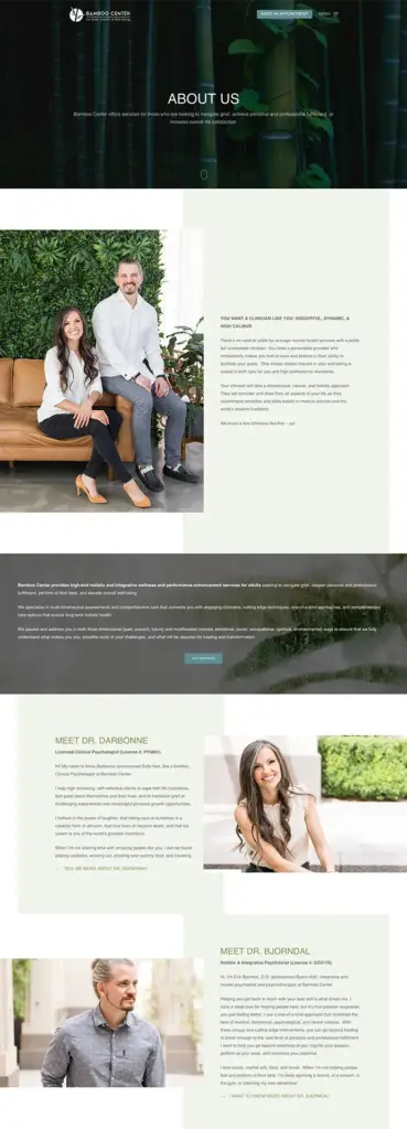 LPC Bamboo Center About A screenshot of the full About Us page from the Bamboo Center's website.