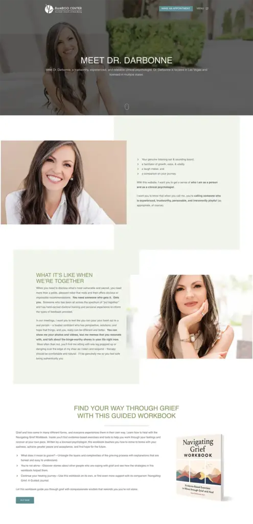 LPC Bamboo Center About Dr Anna A screenshot of the entire Meet Dr. Darbonne page from the Bamboo Center's website.