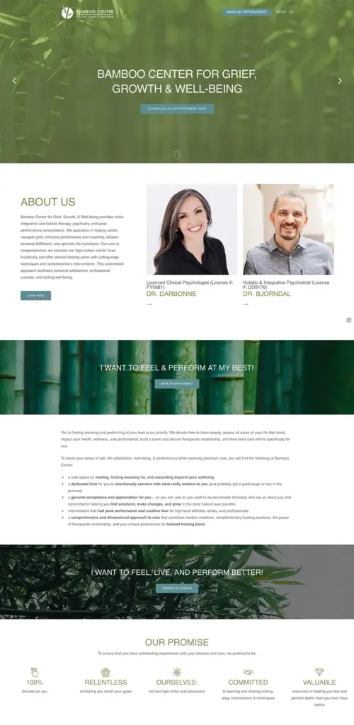 LPC Bamboo Center Home A screenshot depicting a full page from the Bamboo Center's website.