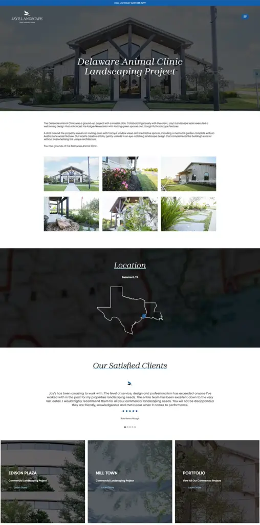 LPC Jays Landscape Project Screenshot of Jay's Landscaping's custom WordPress website.