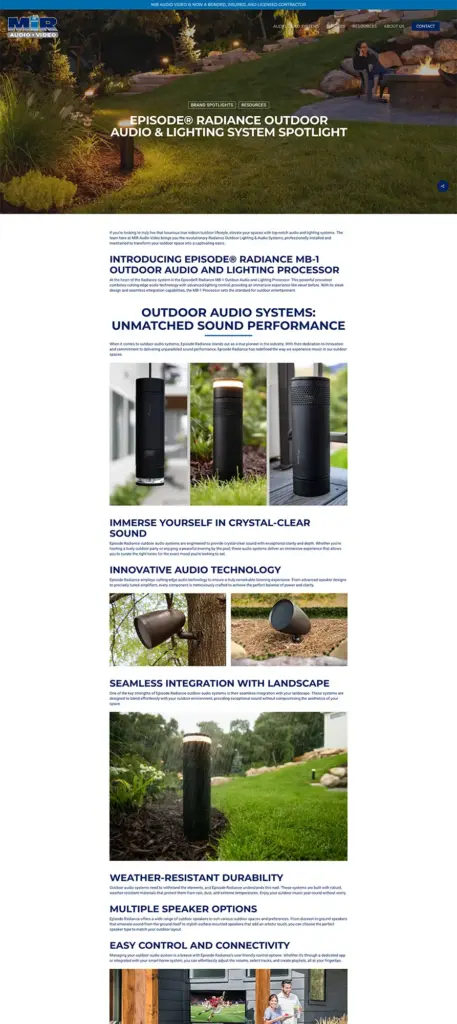 LPC MIR Blog Post A screenshot of custom website design for MIR Audio Video.