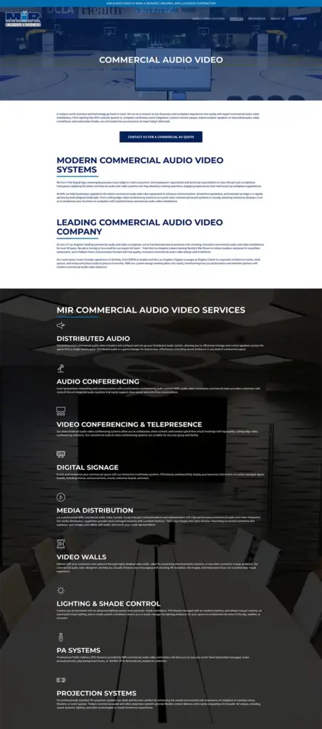 LPC MIR Comercial An example of WordPress website design services.