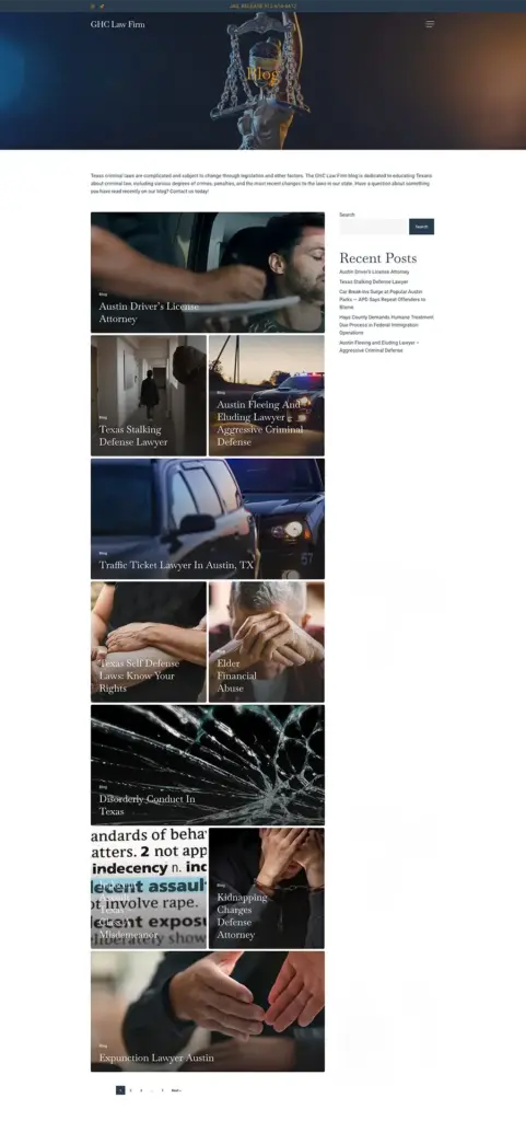 LPC GHC Blog A screenshot of the Blog Page on the GHC Law Firm website.