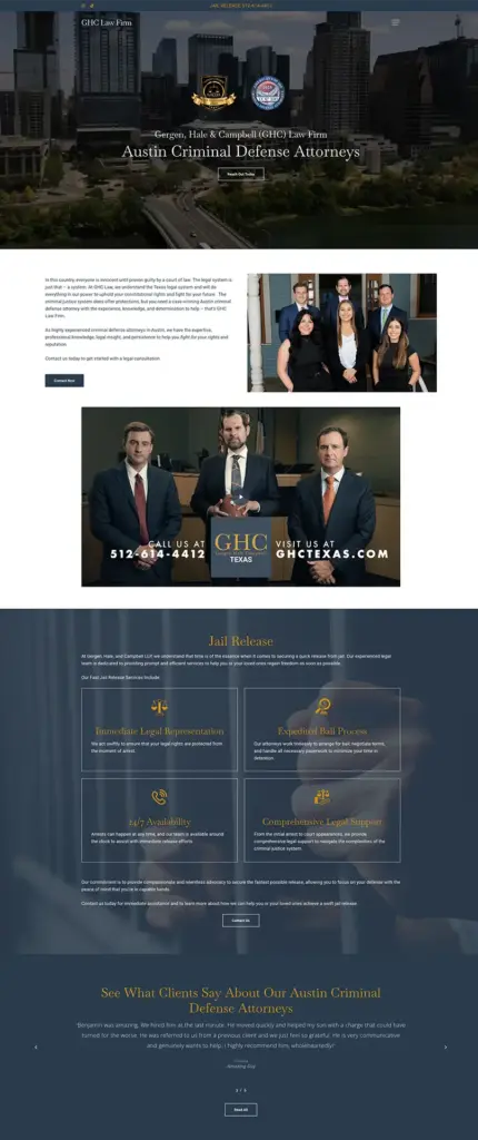 LPC GHC Home 1 A screenshot of the full About Us page from the GHC Law Firm website.