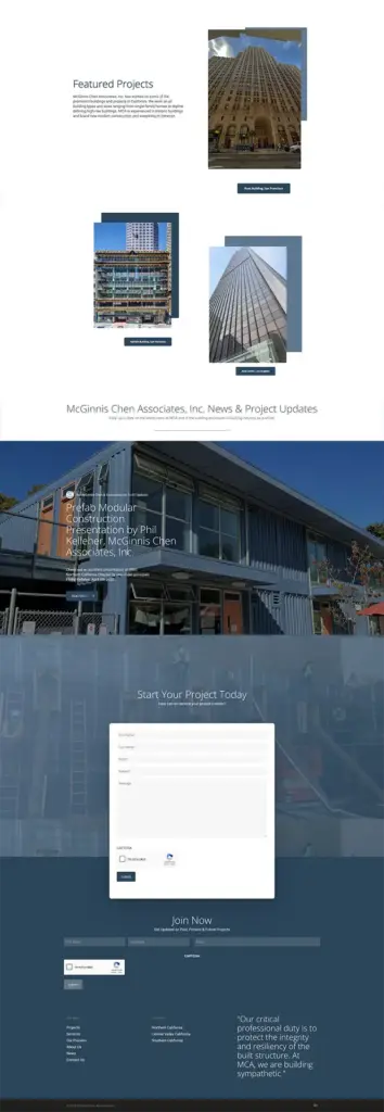MCA Home 2 A screenshot of the McGinnis Chen website's contact page.